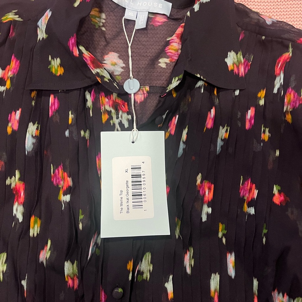 HILL HOUSE MELLIE TOP Floral Black Blouse